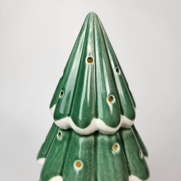 Christmas Tree Decor Ceramic Light Up Holiday Decorations Snow Caps Home LED Fun - Picture 2 of 7